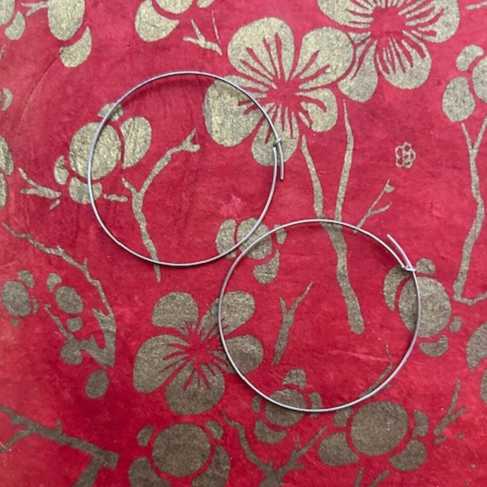 Large Thin Sterling Silver Hoop Earrings